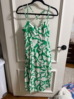 a new day Green and White Floral Midi Dress with Crisscross Straps